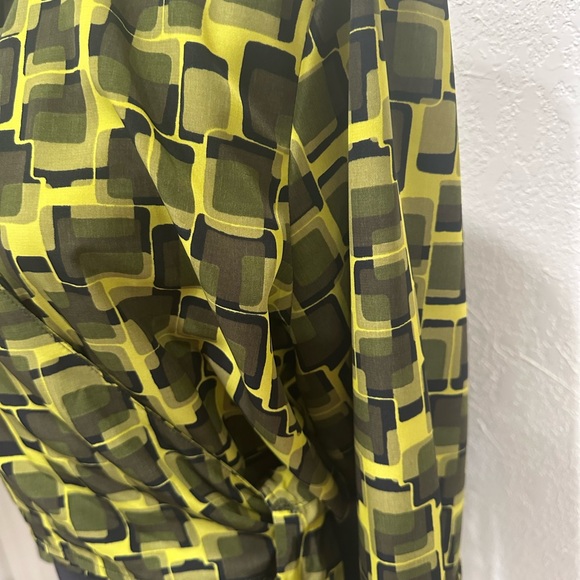 Vintage Geometric Wrap Blouse - Lime and Black Size Large - Picture 3 of 9